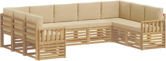 vidaXL Set Di Divani Da Esterno 7 Pz Bianco E Beige Poliestere Vidaxl