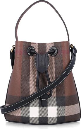 Burberry Mini Drawstring Bucket Bag - Dames - Schoudertassen - Bruin - ONE Size - Katoen - Tassen