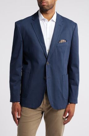 Johnston & Murphy Washed Stretch Cotton Sport Coat in Navy at Nordstrom, Size X-Large