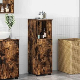 vidaXL Bathroom Cabinet with Storage Smoked Oak 30 x 35 x 95 cm vidaXL