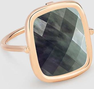 Ginette NY Bague Pixie Antique Nacre Noir Or Rose