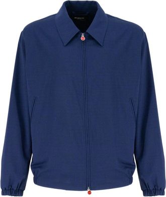 Kiton Klassieke Wolmix Ritsjas - Heren - Zomerjassen - Blauw - XL - Wol - Jassen