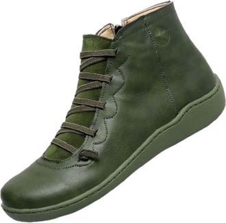 Generic Barefoot Walking Boots Sheepskin Boots for Women Ankle Boots For Women No Heel 2024 New Arch Support Boots Fashion Side Zipper Vintage Retro Ankle Kne