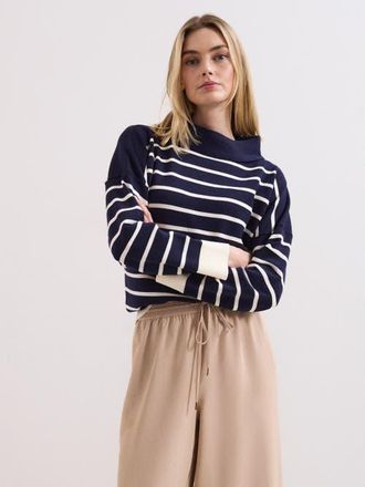 Phase Eight Salima Roll-Neck Jumper in Navy/ivory at Nordstrom, Size X-Small