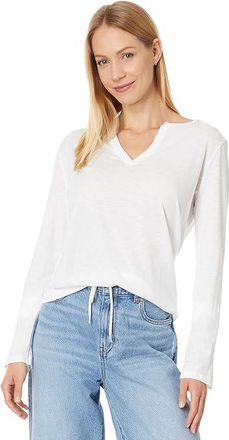 Michael Stars Hailie Rib Mixed T-Shirts Womens Clothing White (US 0-12), Cotton