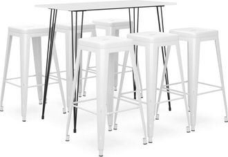vidaXL 7 Piece Bar Set White vidaXL