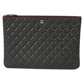Chanel Pre-owned Clutches, female, Black, Size: ONE SIZE Pre-owned Caviar Skin Classic Large Clutch