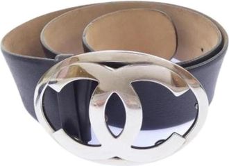 Chanel Pre-owned Vintage Leren Riem - Dames - Vintage Accessoires - Zwart - ONE Size - Leer - Vintage