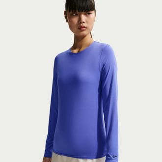 Nike Womens Golf Club Dri-FIT UV Long-Sleeve Golf Top in Blue | IH4204-570