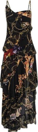 Camilla A Night In The 90S Asymmetric Multi Frill Jurk - Dames - Feestkleedjes - Zwart - M - Leer - Kleedjes