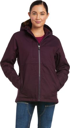 Ariat Womens Rebar DuraCanvas Insulated Jacket Long Sleeve in Plum Perfect Cotton, Size X-Small, by Ariat