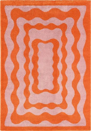 Nazar Rugs Alfombra estilo vintage años 70 naranja 200x280