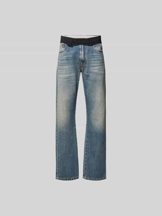 Maison Margiela Straight Fit Jeans mit kontrastivem Bund in Jeansblau, Gr&ouml;&szlig;e 31