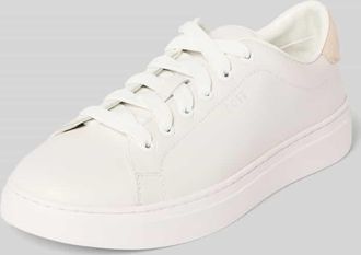 HUGO BOSS Ledersneaker mit Label-Pr&auml;gung Modell Kieran in Weiss, Gr&ouml;&szlig;e 41