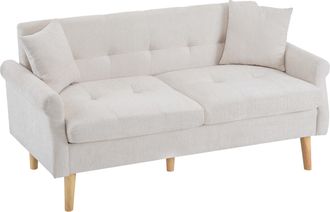 STILVORA Sof&aacute; Recto 2 Plazas En Chenilla Con Patas Largas De Madera Maciza Y Cojines Gruesos Ergon&oacute;micos, Beige