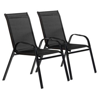 Harbour Housewares Texteline Canvas Garden Chairs Pack of 6 in Black