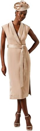 Coast Tux Satin Midi Dress in Champagne at Nordstrom, Size 10