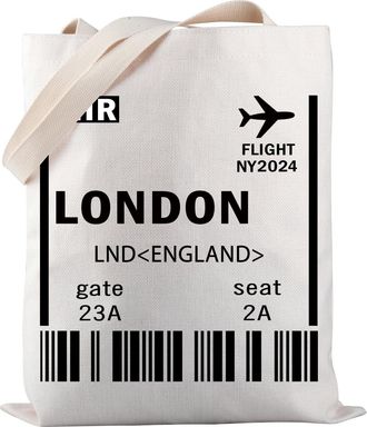 Generic London Boarding Card Travel Tote Bag England Travel Tote Bag England Airport Tote Bag London Gift World Traveler Gift (LONDON-tb)