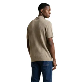 A|X Armani Exchange Ribbed Cotton Polo Shirt - Beige