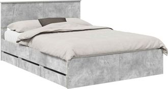 vidaXL Estructura De Cama Gris Concreto 140 X 190 Cm Madera Ingenieril Vidaxl