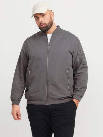 Jack & Jones Plus Size Bomberjacke JJERUSH BOMBER NOOS PLS, Herren, Gr. 4XL, grau (castlerock), Web, Obermaterial: 100% Polyester, JACK & JONES PLUSSIZE, unifarben, regular 