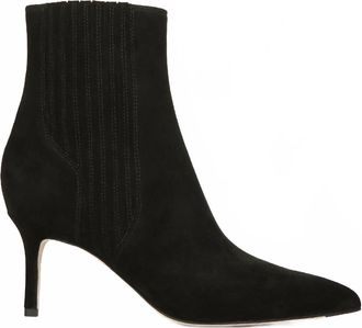 Veronica Beard Womens Lisa Mid-Heel Suede Bootie In Black