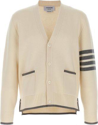 Thom Browne White 4-Bar Wool cardigan
