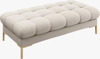 BLOOMINGLOFT Grosser Design Hocker / Sitzbank Mamaia Strukturstoff - Beine Gold