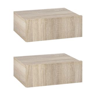 HOMCOM Mesitas de noche 40x30x15 cm madera natural