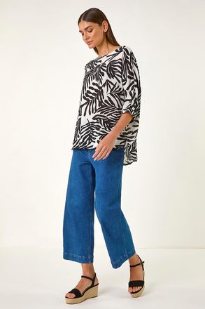 Roman Leaf Print Tunic Top