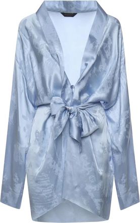 Balenciaga Kleedjes, Dames, Blauw, S, Wikkel Zijden Mini Jurk