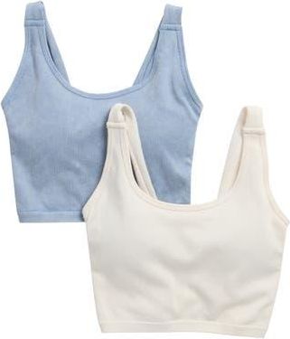 90 Degree by Reflex 2-Pack Alamo Stonewash Ribbed Seamless Sports Bras in Rain Washed/Sugar Swizzle at Nordstrom Rack, Size X-Large