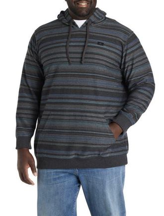 O'Neill Big & Tall Bavaro Striped Pullover Hoodie in Black at Nordstrom, Size 2X Big