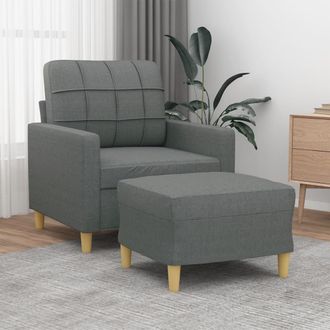 vidaXL Sill&oacute;n Con Taburete Tela Gris Oscuro 60 Cm Vidaxl
