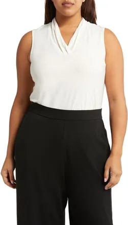 Anne Klein Triple Pleat Sleeveless Top in Anne White at Nordstrom, Size 0