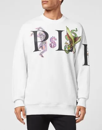 Philipp Plein Sweatshirt Ls Tattoo Men in White at Nordstrom, Size Xxx-Large