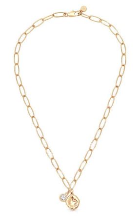 Ettika Double Charm Paperclip Chain Necklace in Gold at Nordstrom