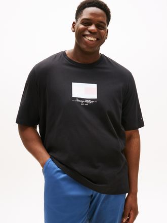 Tommy Hilfiger Big & Tall T-Shirt BT-ITHACA FLAG TEE-B, Herren, Gr. 4XL, schwarz, Single Jersey, Obermaterial: 100% Baumwolle, TOMMY HILFIGER BIG & TALL, unifarben, regular fit