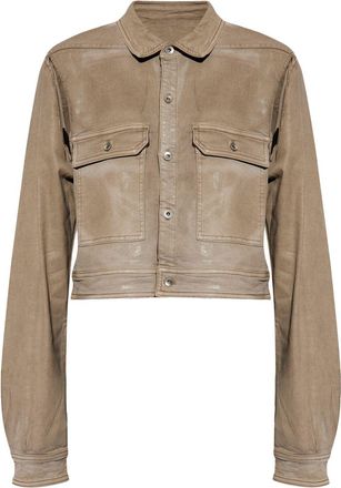Rick Owens cut-out foiled denim jacket - women - Polyester/Rubber/Cotton - S - Neutrals