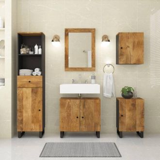 vidaXL Furniture Limited - Conjunto De Muebles De Ba&ntilde;o 5 Piezas Madera