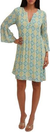 Sunny Leigh Three-Quarter Sleeve Pliss&eacute; Dress in Italian Medallion at Nordstrom Rack, Size Small