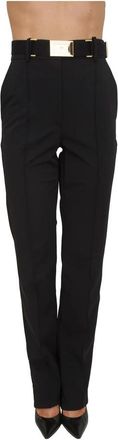 Elisabetta Franchi Slim-fit Broek - Dames - Slim Fit Broeken - Zwart - M - Leer - Broeken