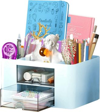 OEM Organizador De Escritorio Multifuncional, Portal&aacute;pices, Organizador De Maquillaje, Caja De Cosm&eacute;ticos, Caja De Almacenamiento De Pl&aacute;stico Para Bol&iacute;gra