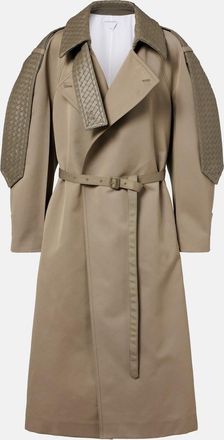 Bottega Veneta Intrecciato leather-trimmed trench coat
