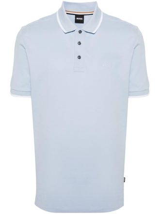 BOSS logo-print piqué polo shirt - Blue