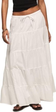 Lucky Brand Tiered Poplin Maxi Skirt in Bright White at Nordstrom, Size Large