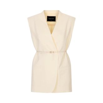 Fabiana Filippi Vests, female, White, Size: XS Belted Sleeveless Jacket