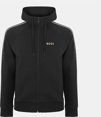 HUGO BOSS Mens Zip Neck Raglan Sleeve Sweatshirt - Black - Size: 40