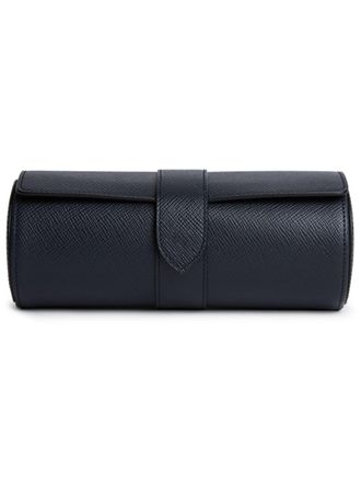 Smythson Panama leather 3-watch roll - unisex - Calf Leather - One Size - Blue