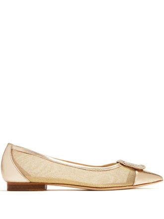 Malone Souliers Lina ballerina flats - women - Mesh/Leather/Leather/Leather - 37 - Gold
